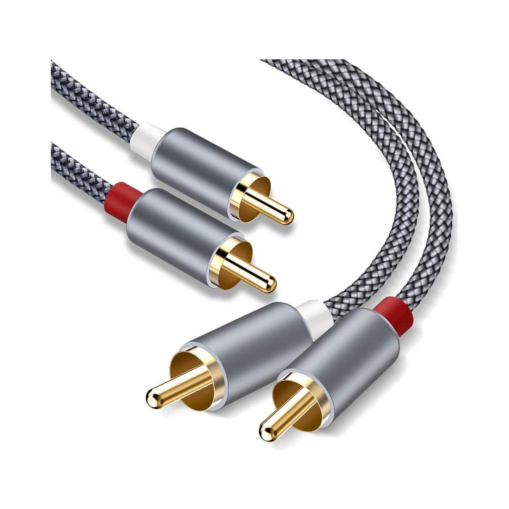 Goalfish RCA Cable Male to Male Audio Stereo Cable 6ft 2-Pack - Grey