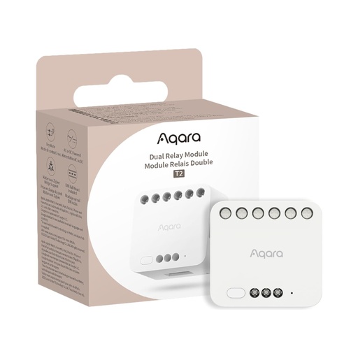 Aqara T2 Dual Relay Module with Matter, Requires Aqara Zigbee 3.0 HUB, Dry Contact Mode for Garage and Boiler Doors, Roller Screen Switch and Light Switch