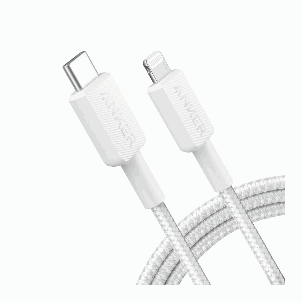 ANKER Bio-Braided USB-C to Lightning Cable (White, 6')
