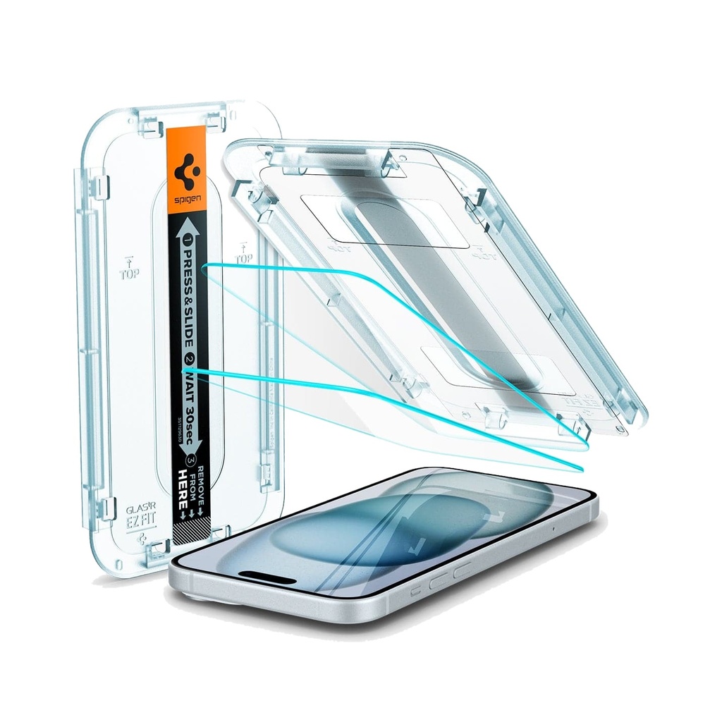 Spigen iPhone 15/16 Plus Screen Protector GLAS.tR EZ Fit Sensor Protected