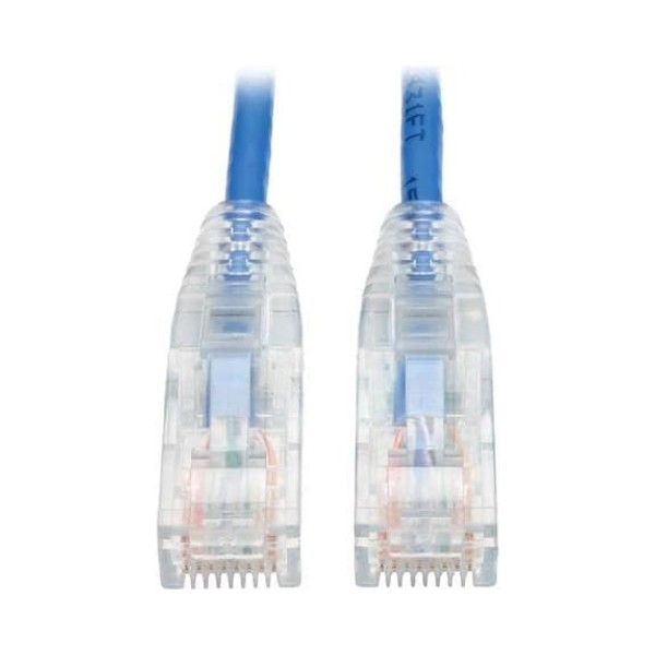Eaton Cat6 Gigabit Snagless Slim UTP Ethernet Cable (RJ45 M/M), PoE, Blue 8-in