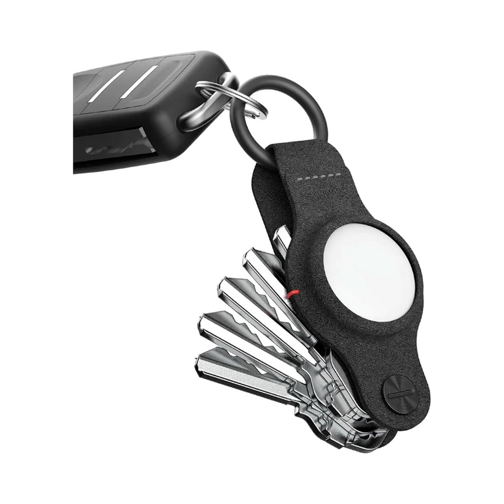 KeySmart Air Vegan Leather Key Holder for AirTag - Black - KS040