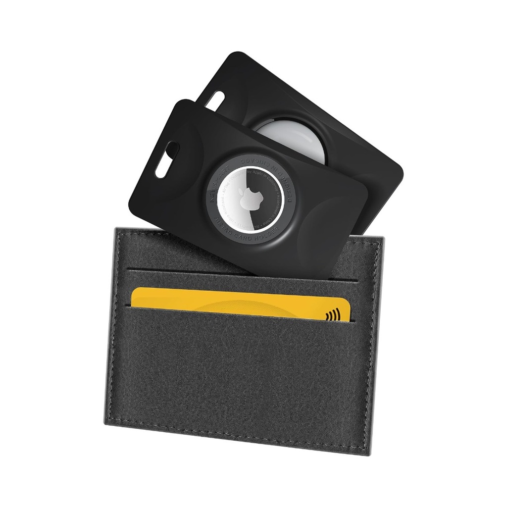 KeySmart SlimCard Apple AirTag Holder for your Wallet Black 2 Pack