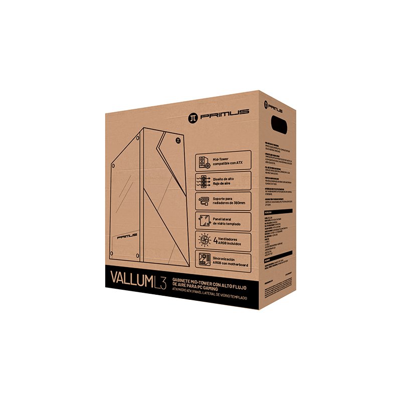 Primus Gaming Vallum L3 Mid-Tower PC Case - Black