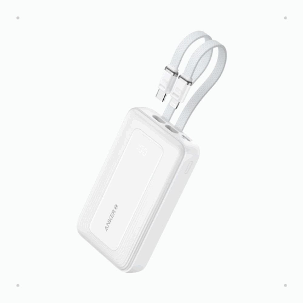 Anker Zolo Power Bank 20,000 mAh con cables USB-C y Lightning - Blanco - A1681H21