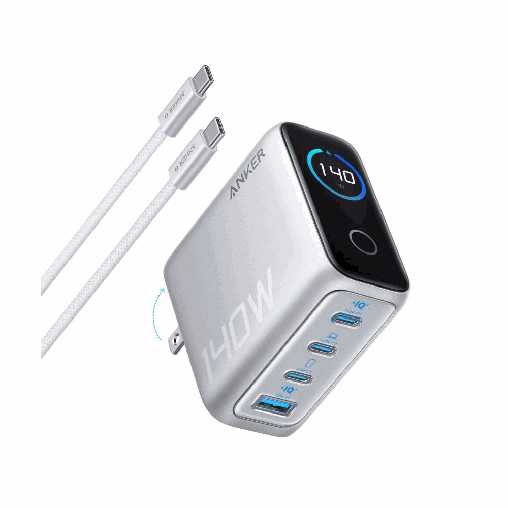 Anker Prime Cargador 140W 4 puertos con cable USB-C - Gris oscuro