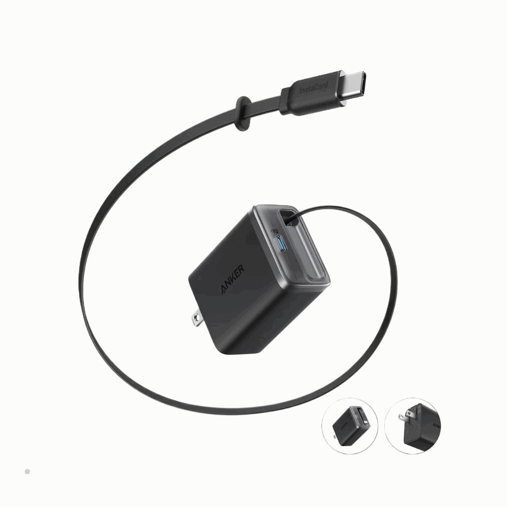 Anker Nano Cargador 35W 2 USB-C con cable retráctil - A2658J11