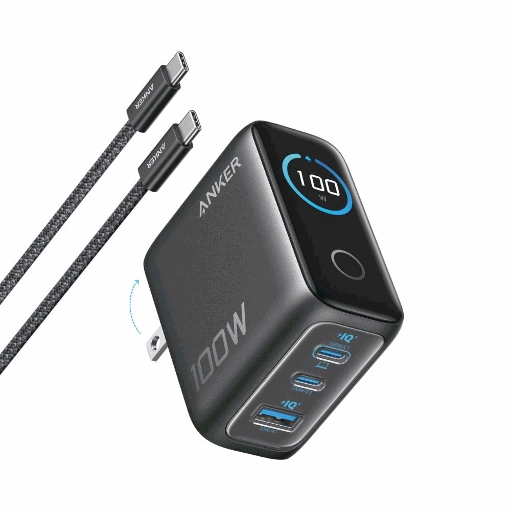 Anker Prime Cargador GaN 100W 3 puertos con pantalla