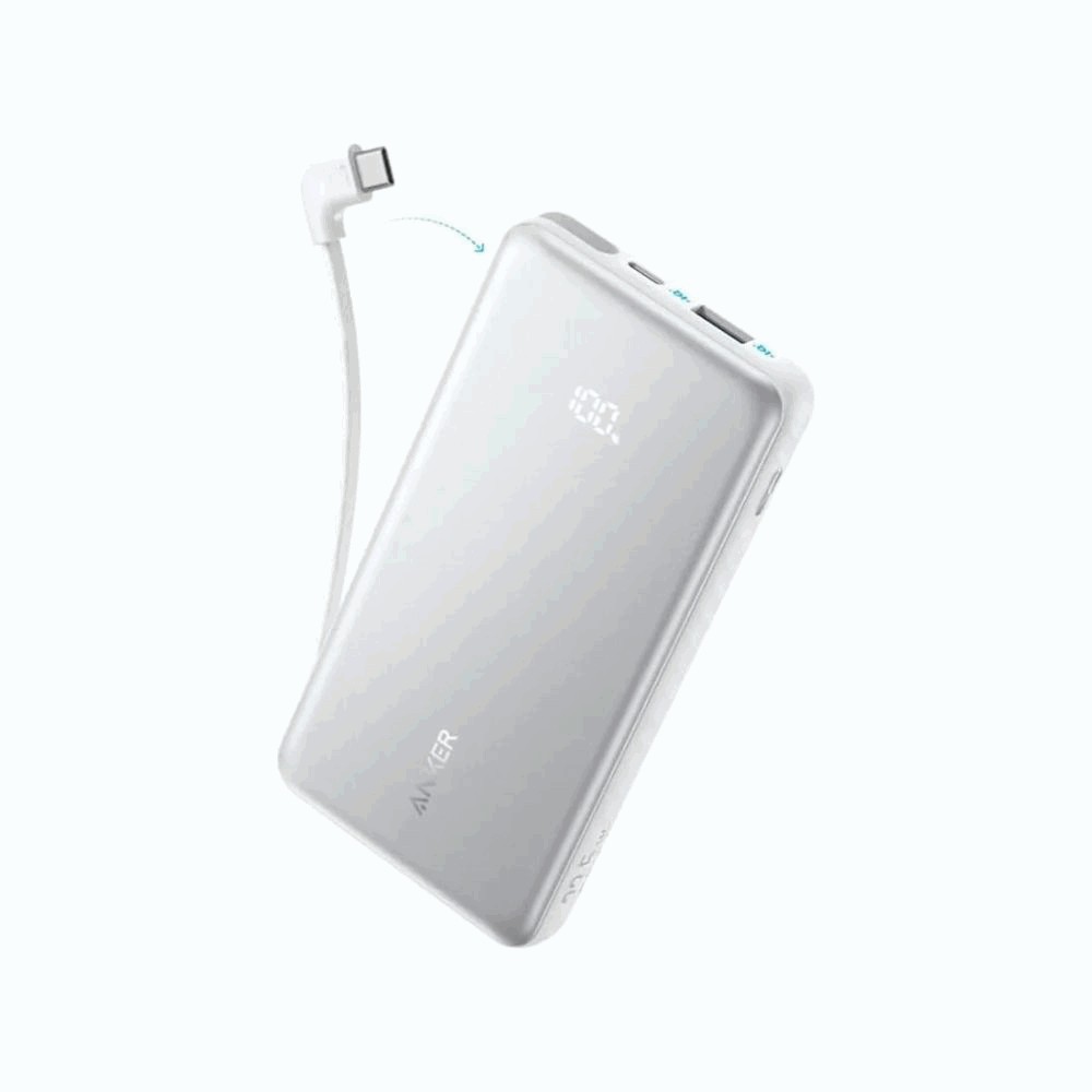 Anker Zolo Power Bank 10,000 mAh 22.5W con cable USB-C - Blanco