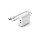 Belkin 24W Dual USB-A Wall Charger with Lightning Cable - WCD001dq1MWH