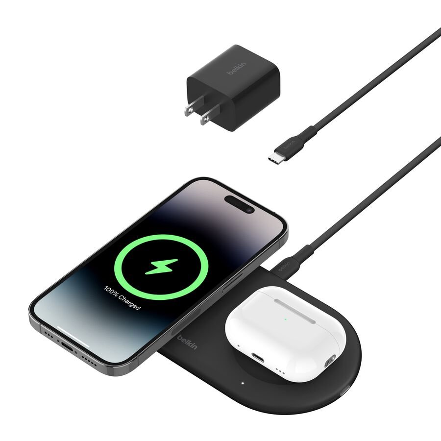 Belkin BoostCharge Pro 2-in-1 Wireless Charging Pad, Qi2 - WIZ021ttBK