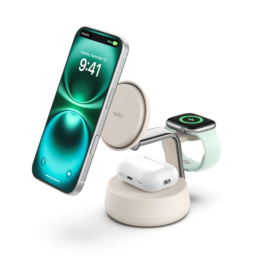 Belkin UltraCharge Pro 3-in-1 Charging Dock, Sand - WIZ040ttSD