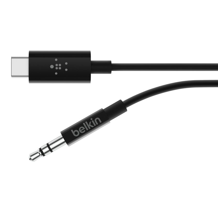 Belkin RockStar USB-C to 3.5mm Audio Cable, 3 ft, Black - F7U079bt03-BLK