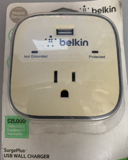 [722868973707] Belkin One-Outlet Surge Protector with 2.1A USB Charging