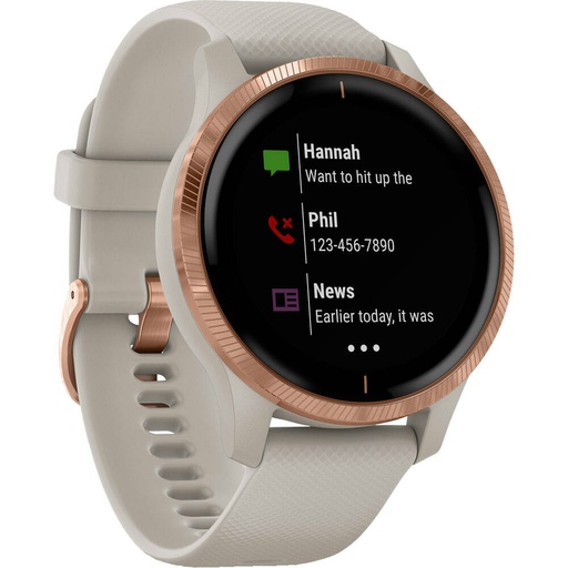 [753759227883] Garmin Venu Smartwatch - Rose Gold Stainless Steel Bezel