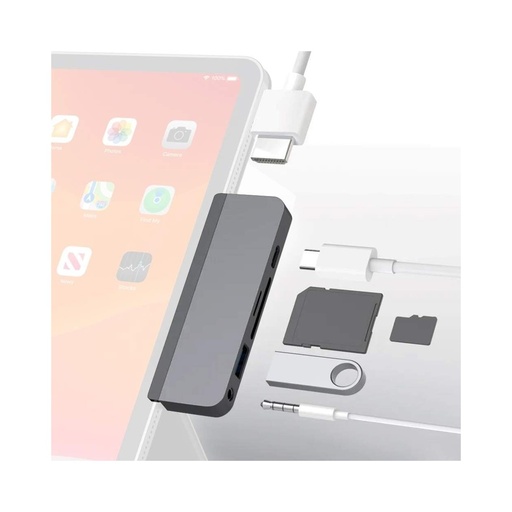 [817110014380] HyperDrive 6-in-1 USB-C Hub for iPad Pro - Space Gray