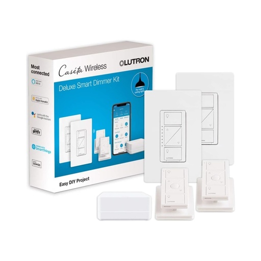 [784276102544] Lutron Caseta Smart Bridge Dimmer Kit with Pico Remotes for in-wall and ceiling lights