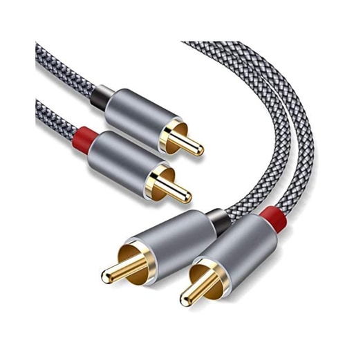 [X002S36KWP] Goalfish RCA Cable Male to Male Audio Stereo Cable 10ft 2-Pack - Grey