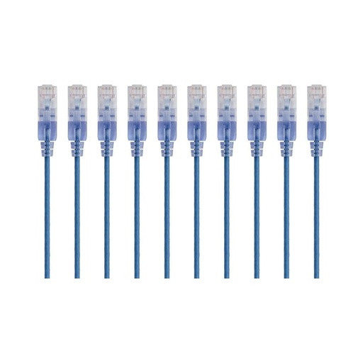 [889028032305] Monoprice SlimRun Cat6A Ethernet Network Patch Cable 1 feet - Blue