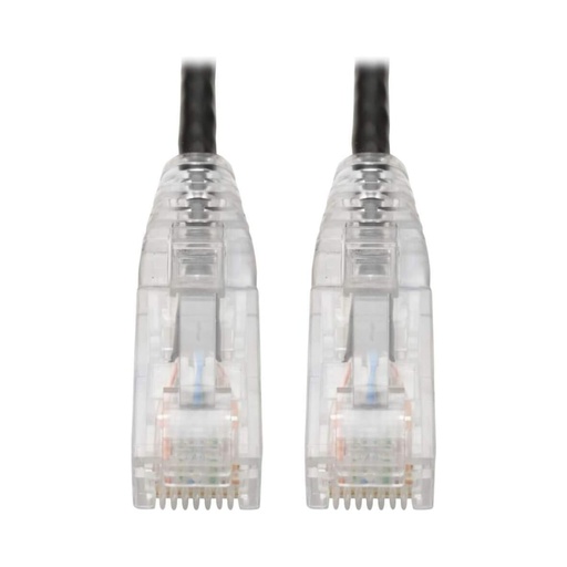 [37332224958] Eaton Cat6 Gigabit Snagless Slim UTP Ethernet Cable (RJ45 M/M), PoE, Black 6-in