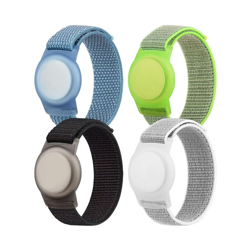 [X004QM9O5V] Nylon Wristband for Apple Air Tag - 4 Pack - QW45TFM81Q9C