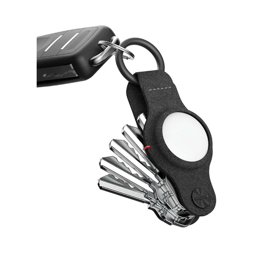 [KS040] KeySmart Air Vegan Leather Key Holder for AirTag - Black
