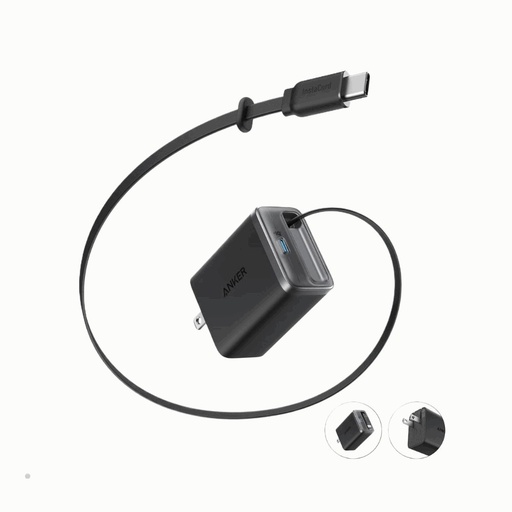 Anker Nano Cargador 35W 2 USB-C con cable retráctil - A2658J11