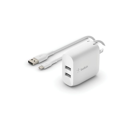 [745883793808] Belkin 24W Dual USB-A Wall Charger with Micro-USB Cable - WCE002dq1MWH
