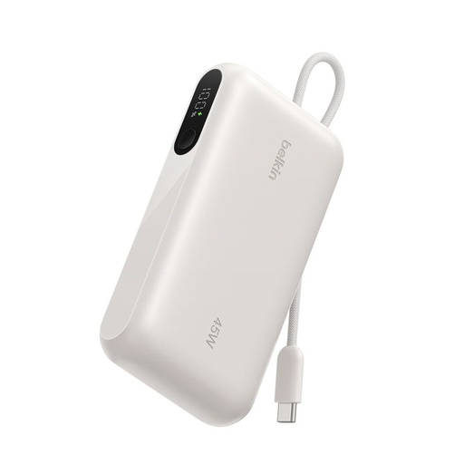 [BPB029bkSA] Belkin UltraCharge 10K Power Bank 45W, Flat, Sand - BPB029bkSA